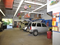 cars in the service bays